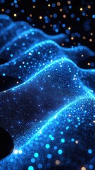 Poster - Abstract Grid of Cybernetic Data Pulses and Blue Waves