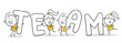 © strichfiguren.de - Strichfiguren / Strichmännchen: . Team, Teamwork, Schrift, Buchstaben, Kinder. (Nr. 877)