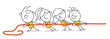 © strichfiguren.de - Strichfiguren / Strichmännchen: Teamwork, Tauziehen, roter Faden. (Nr. 876)
