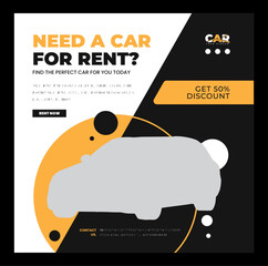 Wall Mural - Rent a car social media banner template design