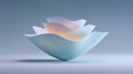 Poster - Abstract Layered Paper Forms in Pastel Colors
