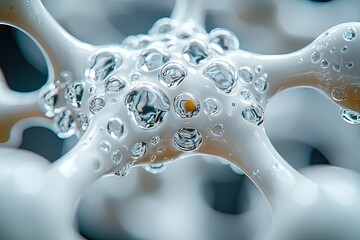 Poster - Abstract Network Node Structure with White Bubbles