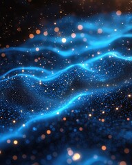 Poster - Abstract Oceanic Blue Data Connection Mesh Pattern