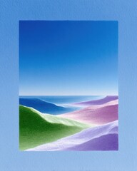 Poster - Abstract Pastel Landscape with Layered Hills