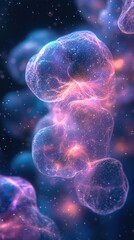 Fototapete - Abstract Purple Pink and Blue Glowing Mesh Network