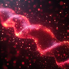Poster - Abstract Red Particle Flow with Dot Connections