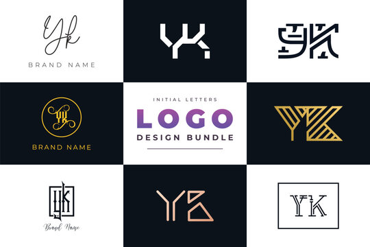Initial letters YK Logo Design Bundle