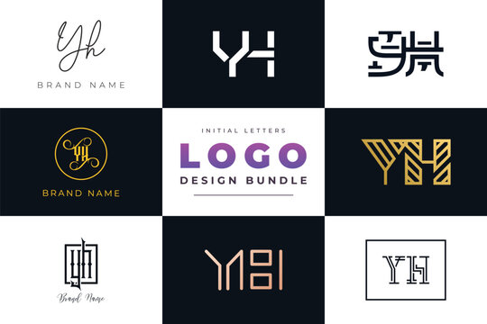 Initial letters YH Logo Design Bundle