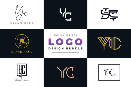 Initial letters YC Logo Design Bundle