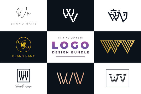 Initial letters WV Logo Design Bundle