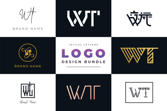 Initial letters WT Logo Design Bundle