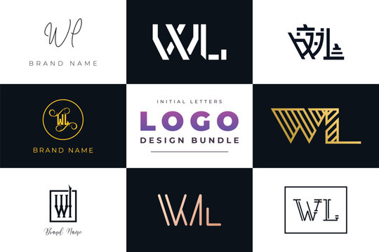 Initial letters WL Logo Design Bundle