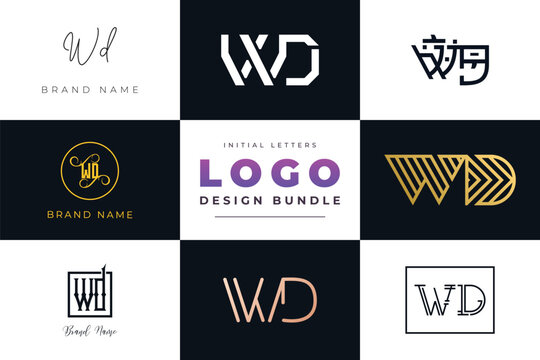 Initial letters WD Logo Design Bundle