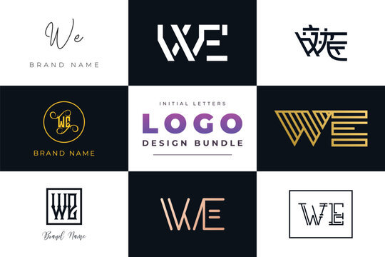 Initial letters WE Logo Design Bundle