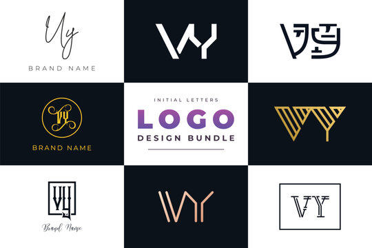 Initial letters VY Logo Design Bundle
