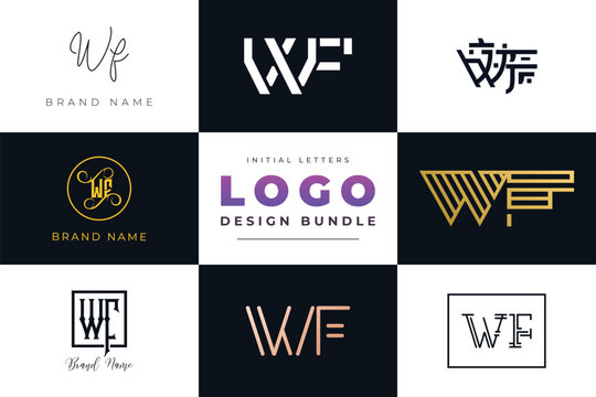 Initial letters WF Logo Design Bundle