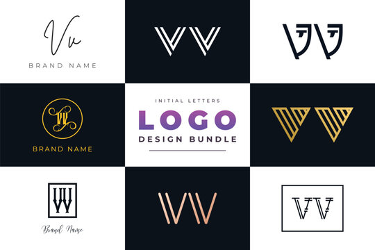 Initial letters VV Logo Design Bundle