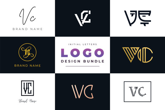 Initial letters VC Logo Design Bundle