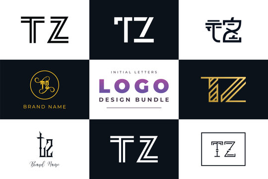 Initial letters TZ Logo Design Bundle