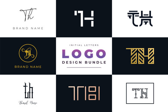 Initial letters TH Logo Design Bundle
