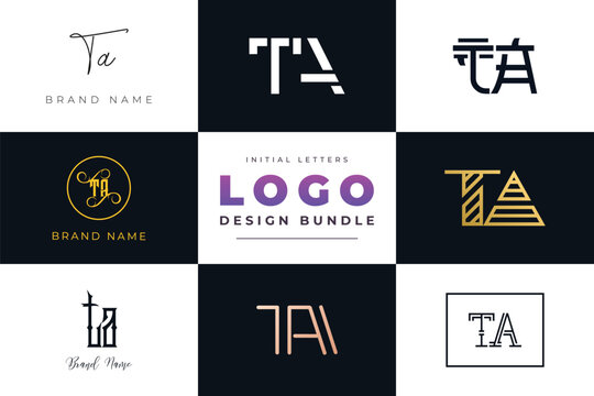 Initial letters TA Logo Design Bundle