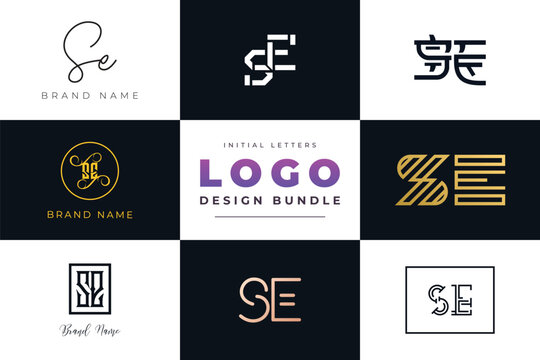 Initial letters SE Logo Design Bundle