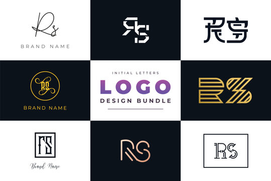 Initial letters RS Logo Design Bundle