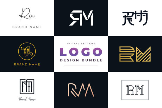 Initial letters RM Logo Design Bundle