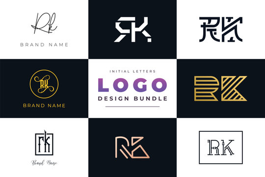Initial letters RK Logo Design Bundle