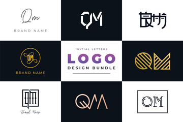 Leinwandbilder - Initial letters QM Logo Design Bundle