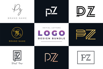 Leinwandbilder - Initial letters PZ Logo Design Bundle