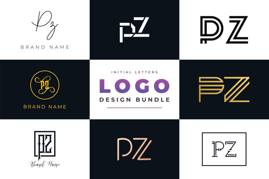 Initial letters PZ Logo Design Bundle