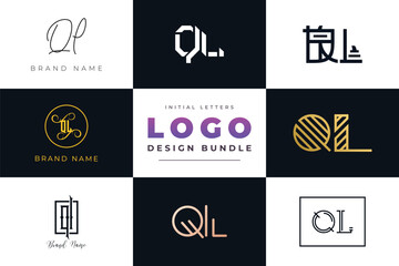 Leinwandbilder - Initial letters QL Logo Design Bundle
