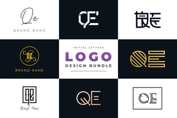 Leinwandbilder - Initial letters QE Logo Design Bundle