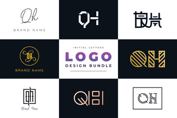 Leinwandbilder - Initial letters QH Logo Design Bundle