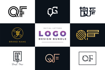 Leinwandbilder - Initial letters QF Logo Design Bundle