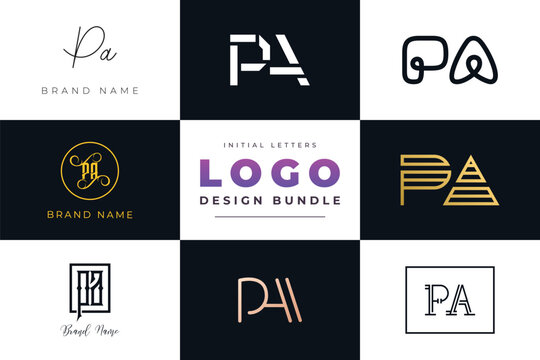 Initial letters PA Logo Design Bundle
