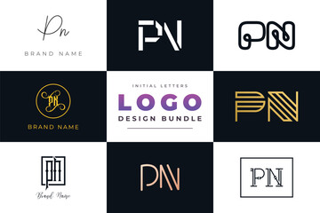 Leinwandbilder - Initial letters PN Logo Design Bundle