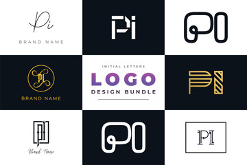 Leinwandbilder - Initial letters PI Logo Design Bundle