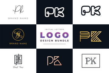 Leinwandbilder - Initial letters PK Logo Design Bundle