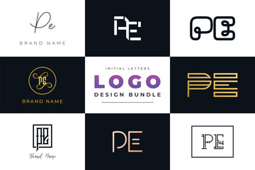 Leinwandbilder - Initial letters PE Logo Design Bundle
