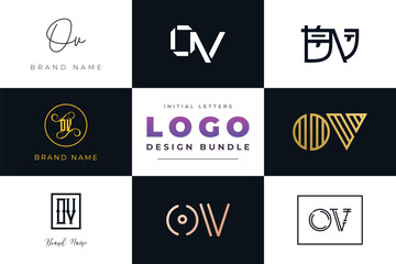 Leinwandbilder - Initial letters OV Logo Design Bundle