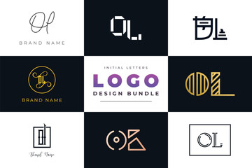 Leinwandbilder - Initial letters OL Logo Design Bundle