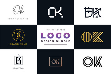 Leinwandbilder - Initial letters OK Logo Design Bundle