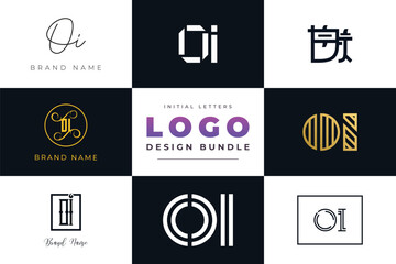 Leinwandbilder - Initial letters OI Logo Design Bundle