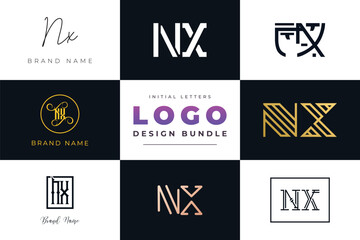 Leinwandbilder - Initial letters NX Logo Design Bundle