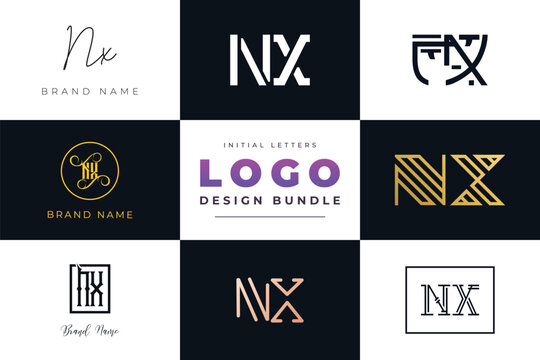 Initial letters NX Logo Design Bundle