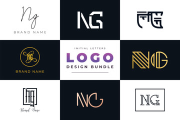 Leinwandbilder - Initial letters NG Logo Design Bundle
