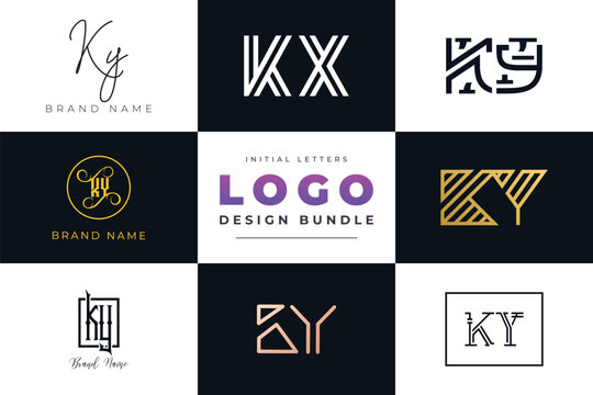 Initial letters KX Logo Design Bundle