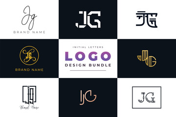 Leinwandbilder - Initial letters JG Logo Design Bundle
